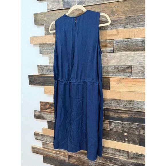Everlane Japanese GoWeave Light Drawstring Dress Navy Blue Sz 10 - Picture 2 of 7